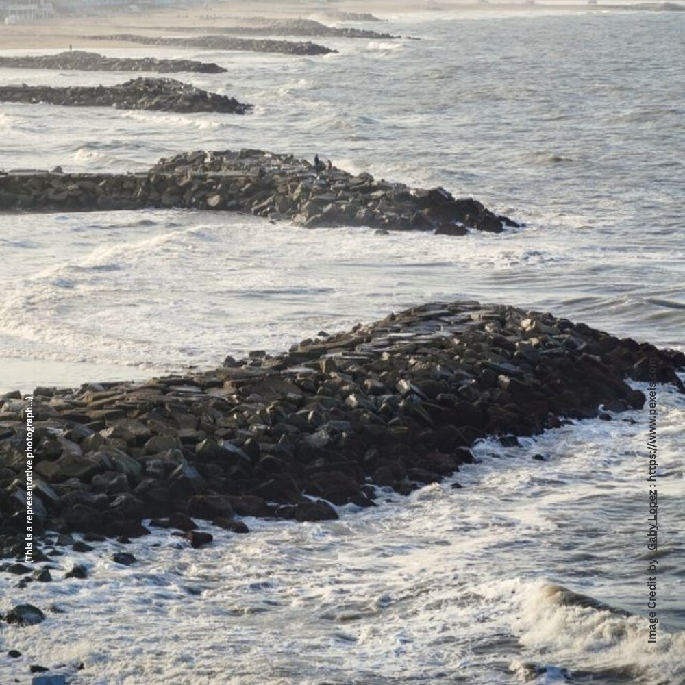 The sea water receded